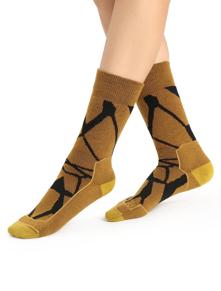 Clove / Black Icebreaker Merino Hike+ Medium Crew Fractured Landscapes Women's Socks | AU 1405GSOL